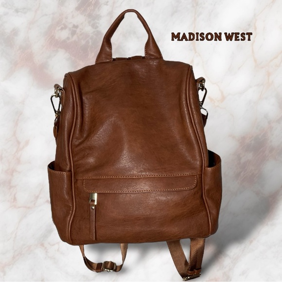 Madison West Handbags - Madison West Convertible backpack / Shoulder Bag Brown